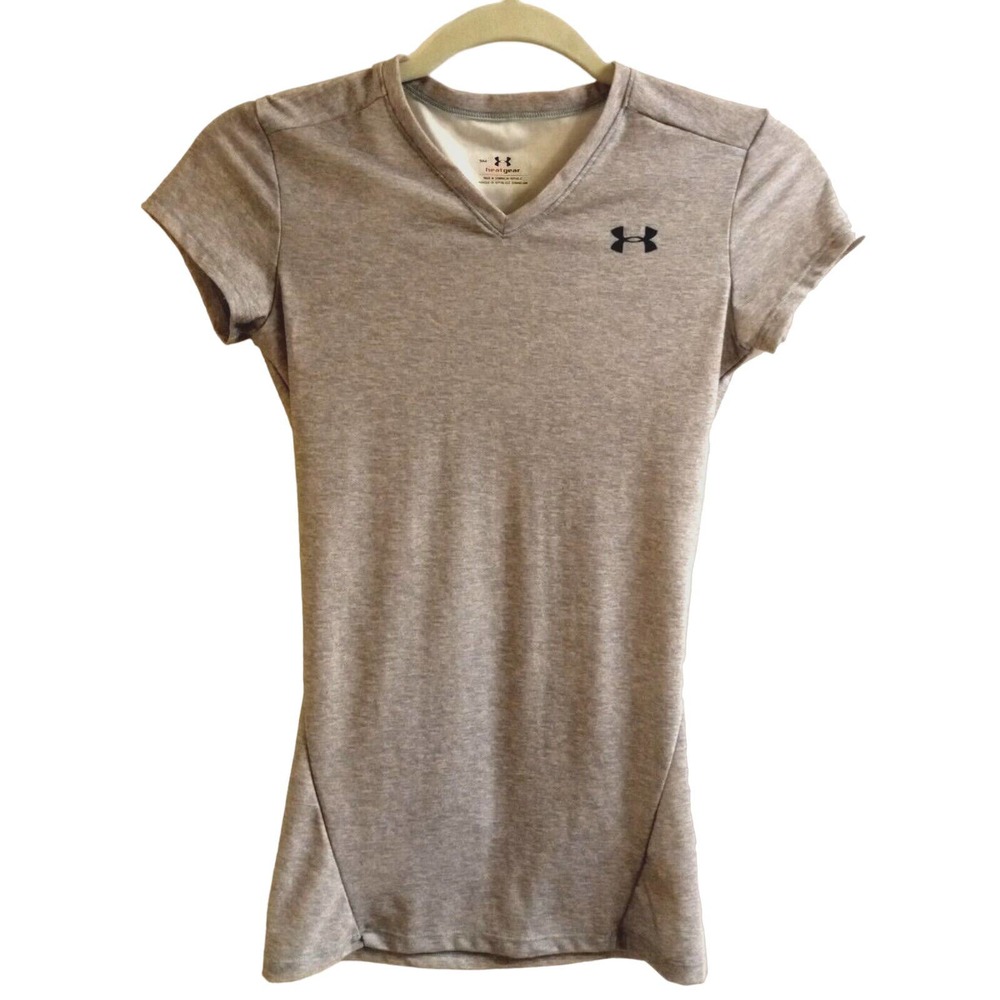 Under Armour Heat Gear Shirt Gray Women's Size Small (S) Workout Fitness Train